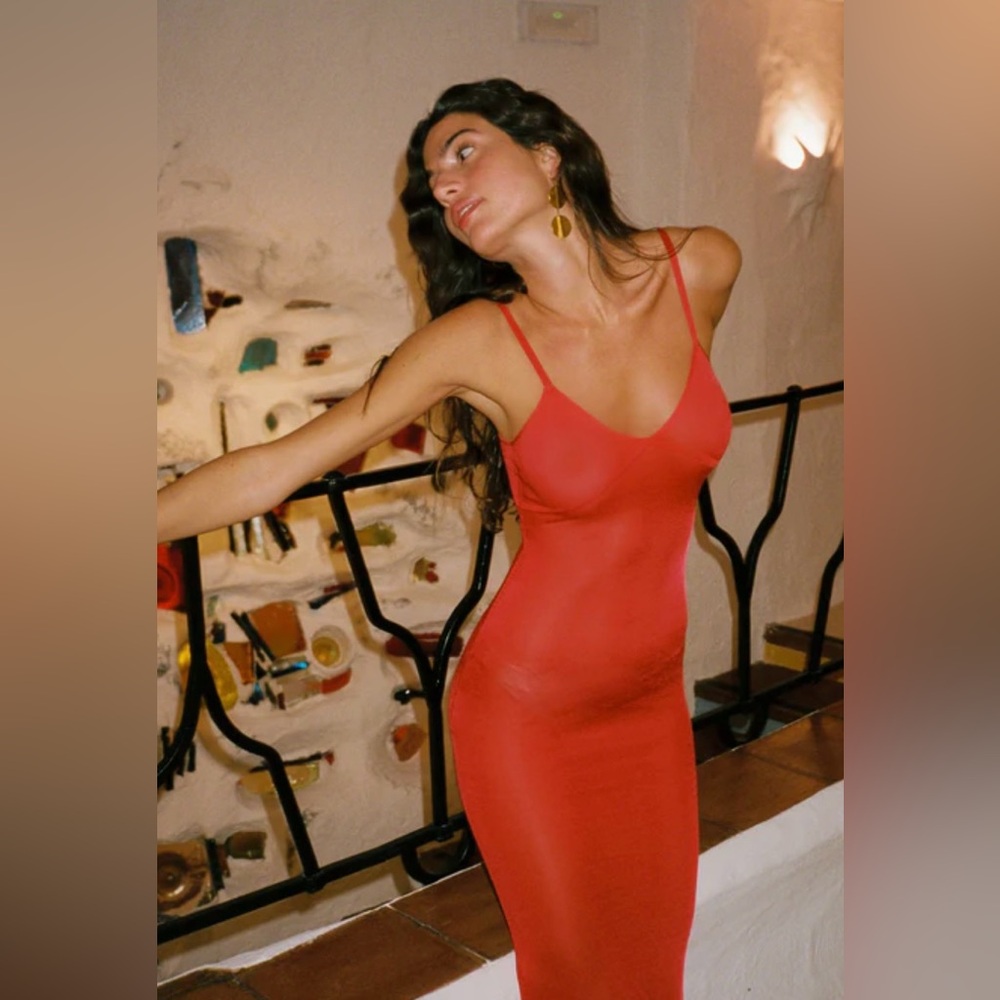 Asta resort Red Sleeveless V-Neck Maxi Dress